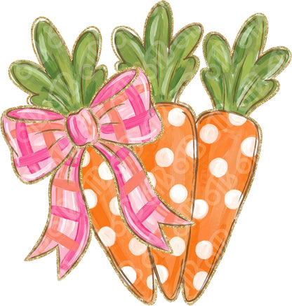 Glitter Coquette Easter Carrots DTF Transfer