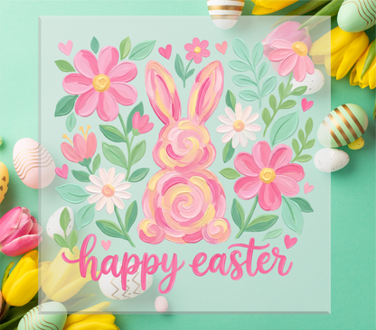 Painted Floral Bunny DTF Transfer
