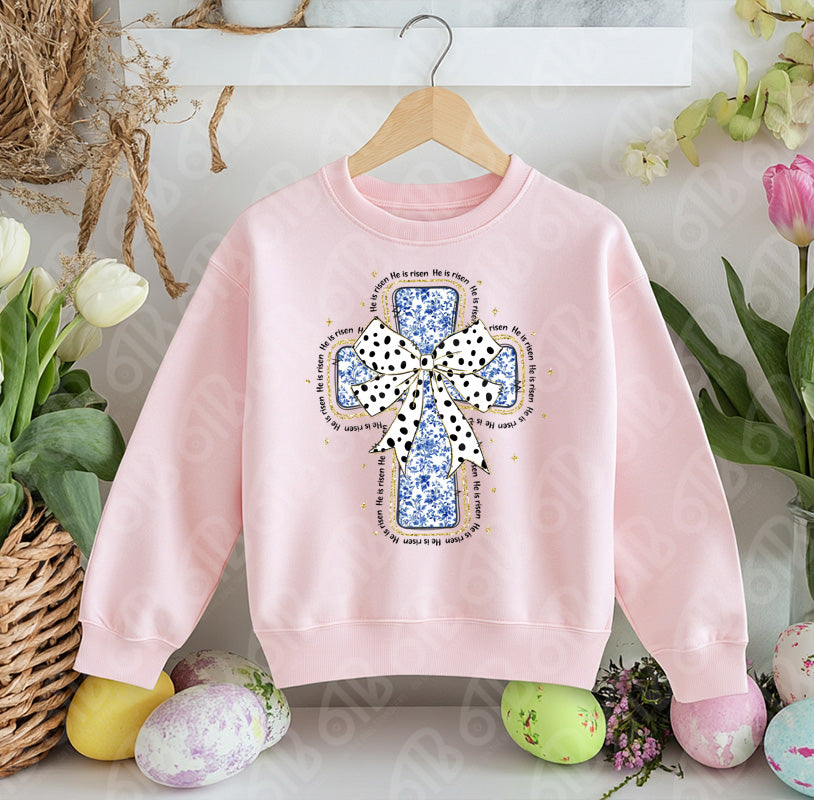 He is Risen Chinoiserie Cross DTF Transfer