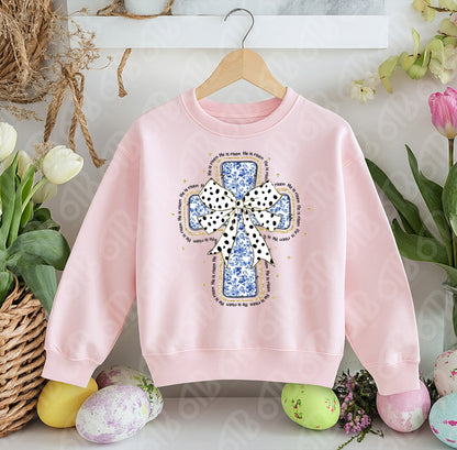 He is Risen Chinoiserie Cross DTF Transfer