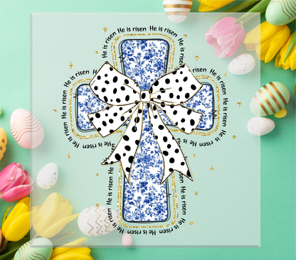 He is Risen Chinoiserie Cross DTF Transfer