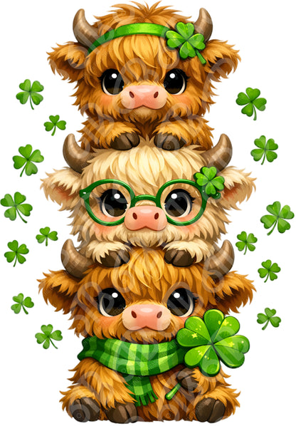 St. Patrick's Highland Cow DTF Transfer