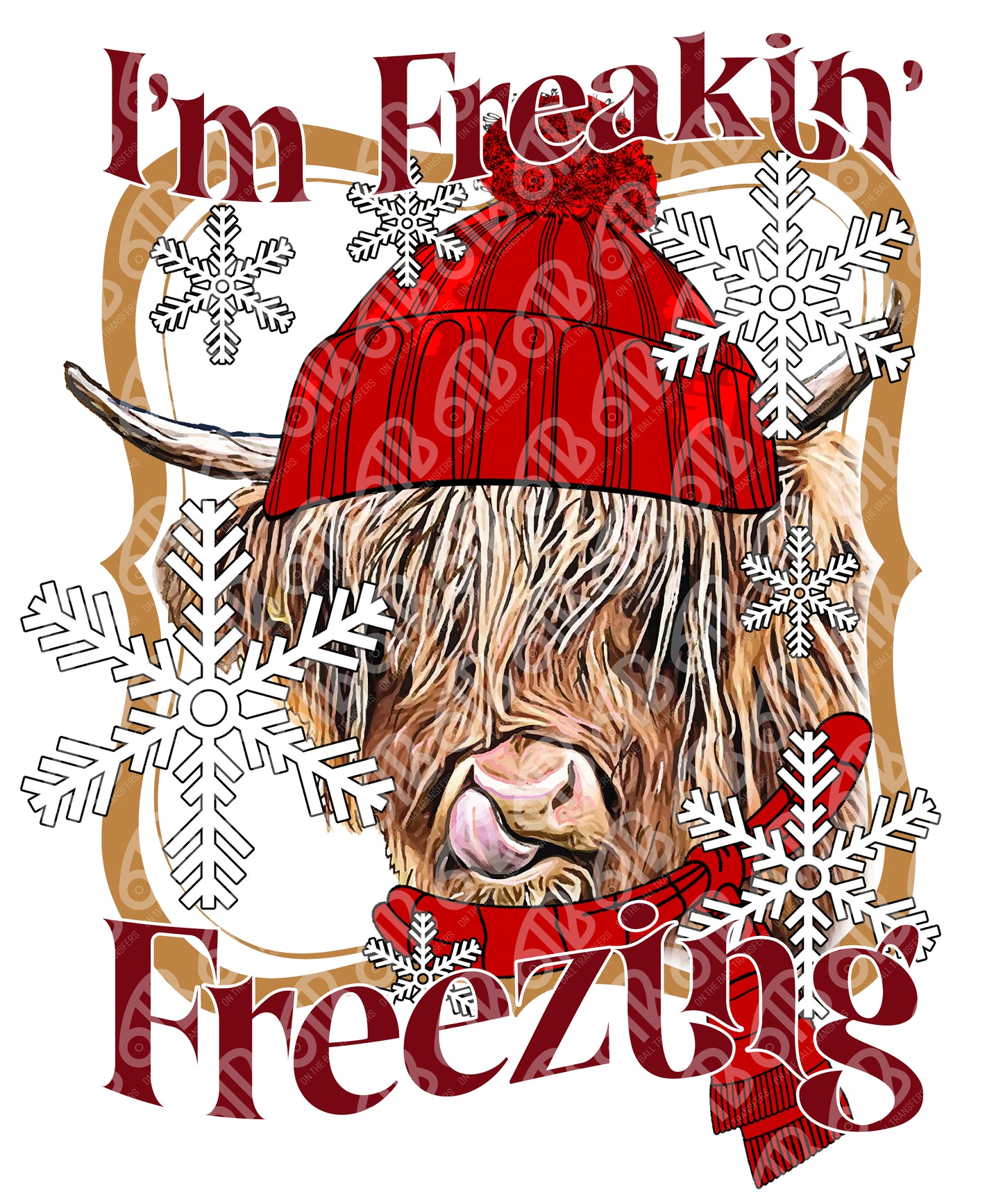 Highland Cow Winter Sublimation Transfers