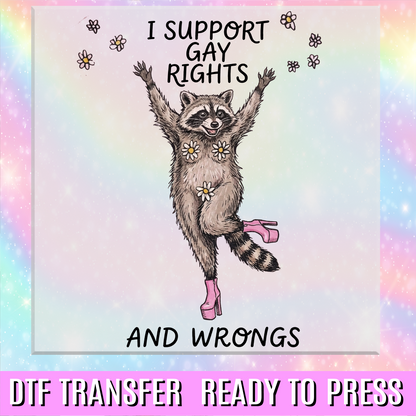 I support Gay Rights and Wrongs DTF Transfer