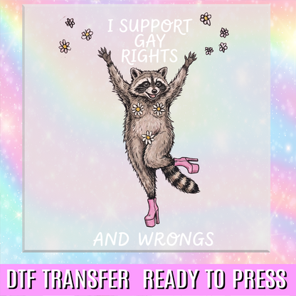 I support Gay Rights and Wrongs DTF Transfer