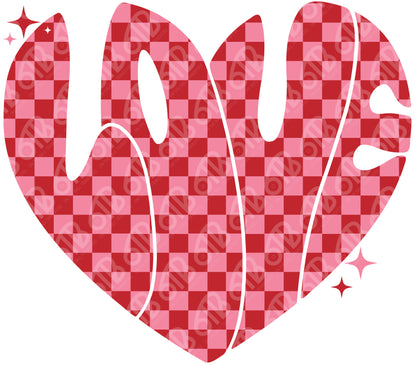 Groovy Checkered Love DTF Transfer