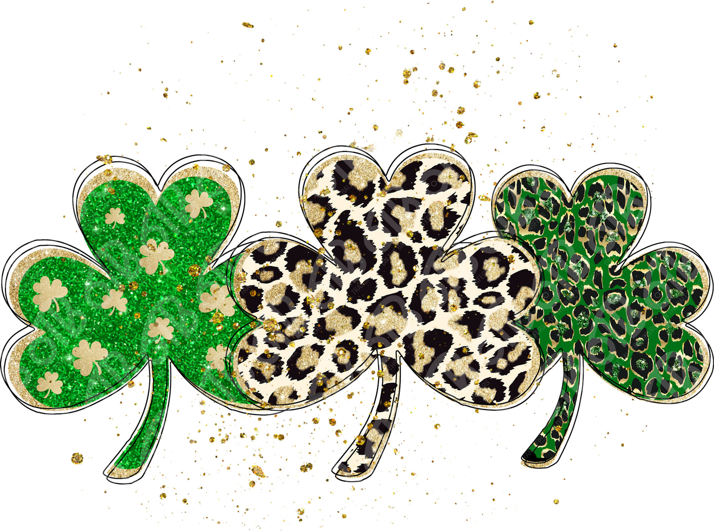 Glitter Shamrocks DTF Transfer