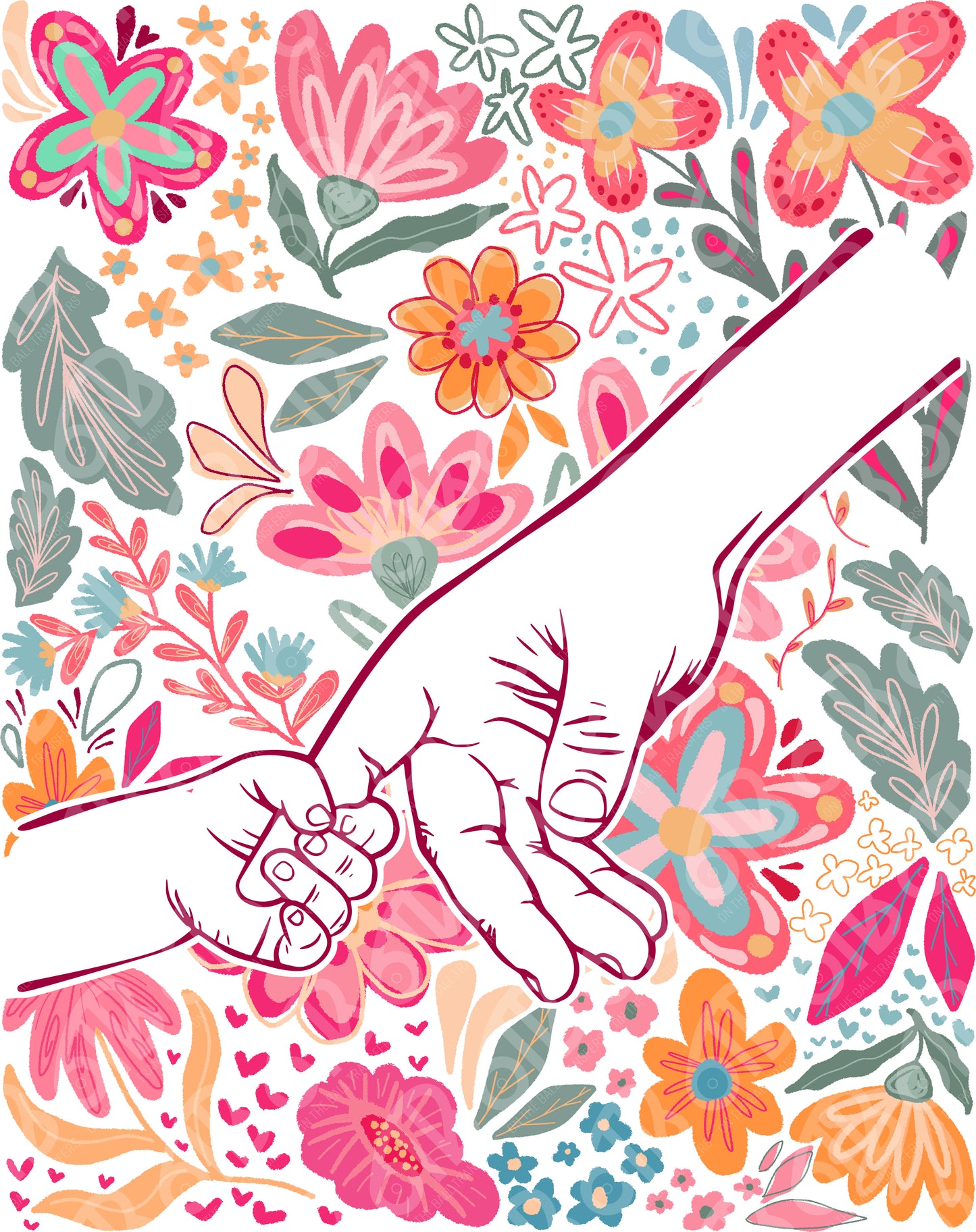 Mom and Child Holding Hands with Customization DTF Transfer