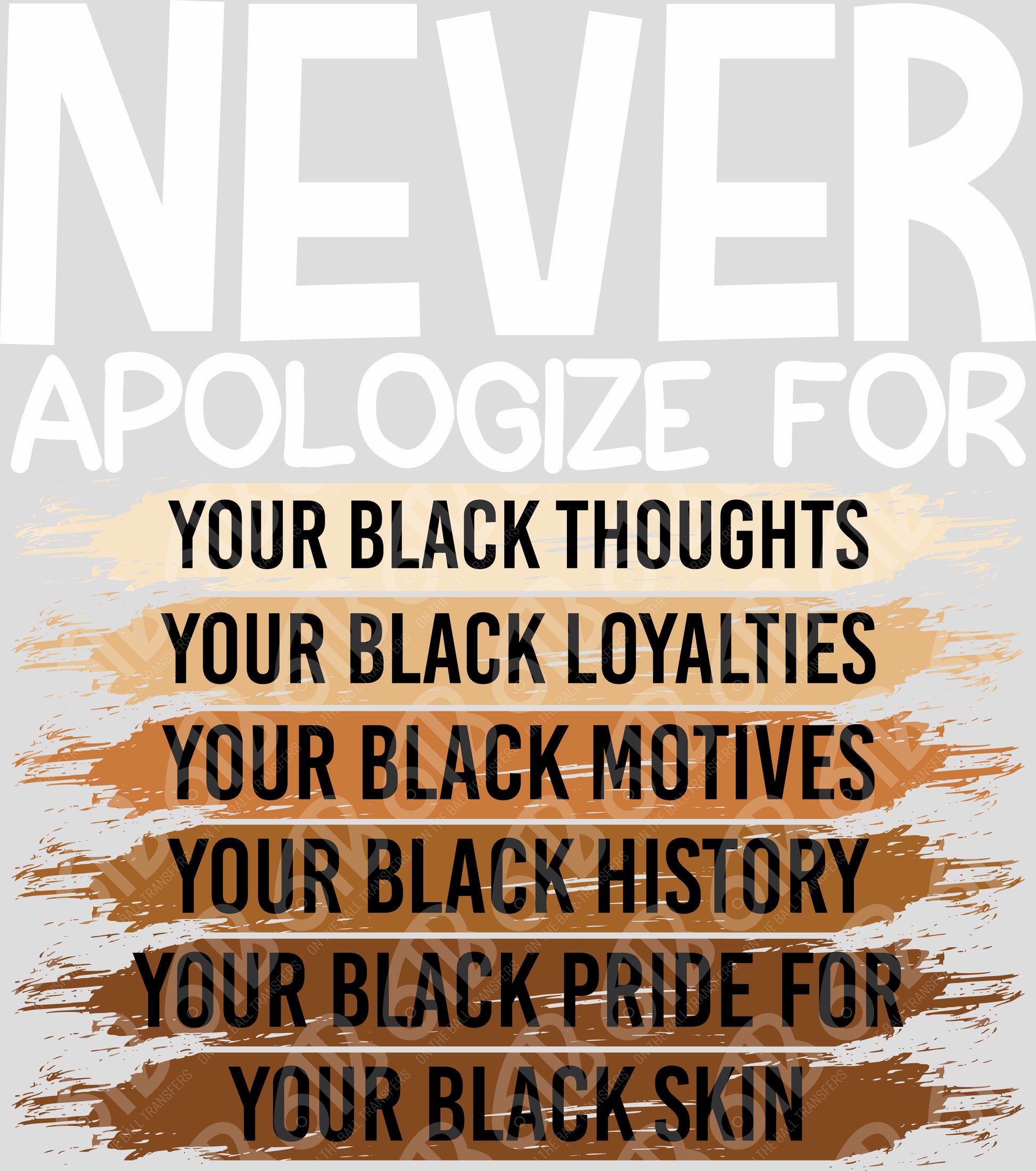 Motivational quote about black pride and history on a gray background
