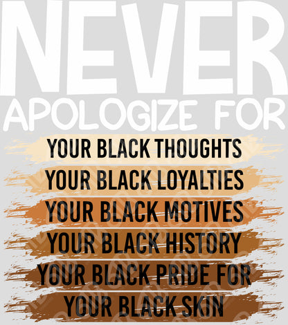 Motivational quote about black pride and history on a gray background