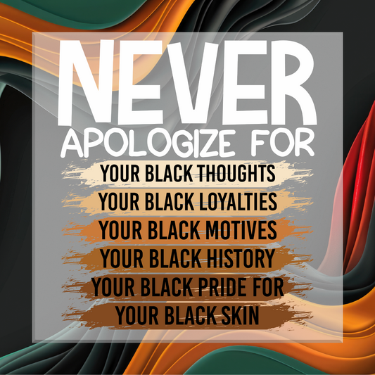Motivational quote about black pride and history with colorful abstract design