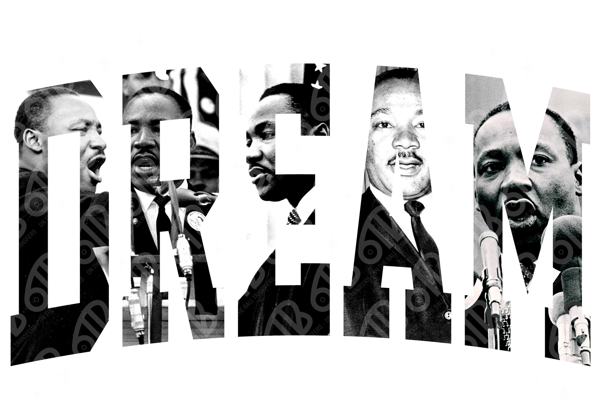 Collage of Martin Luther King Jr. with the word 'DREAM' in large letters.