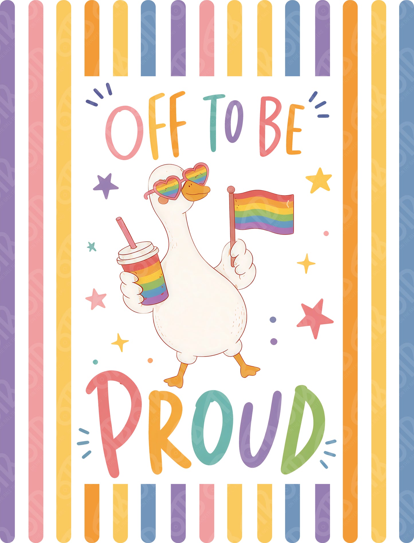 Off To Be Proud Goose Preppy Stripes DTF Transfer