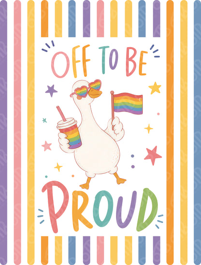 Off To Be Proud Goose Preppy Stripes DTF Transfer