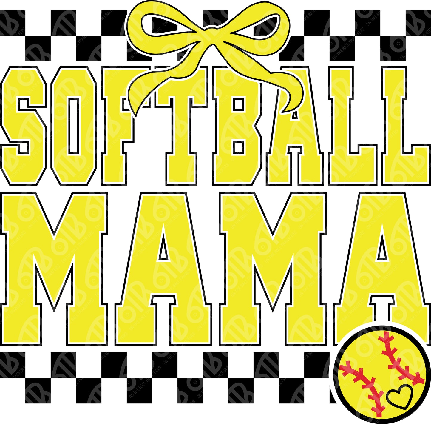 Checkered Softball Mom DTF Transfer