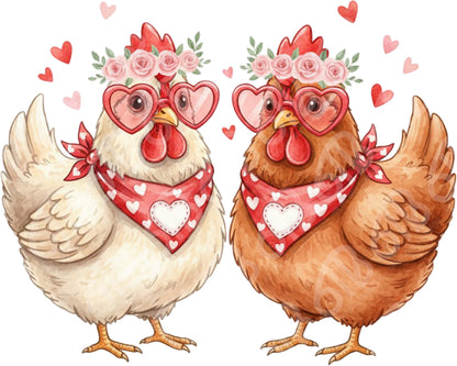 Valentine's Chickens DTF Transfer