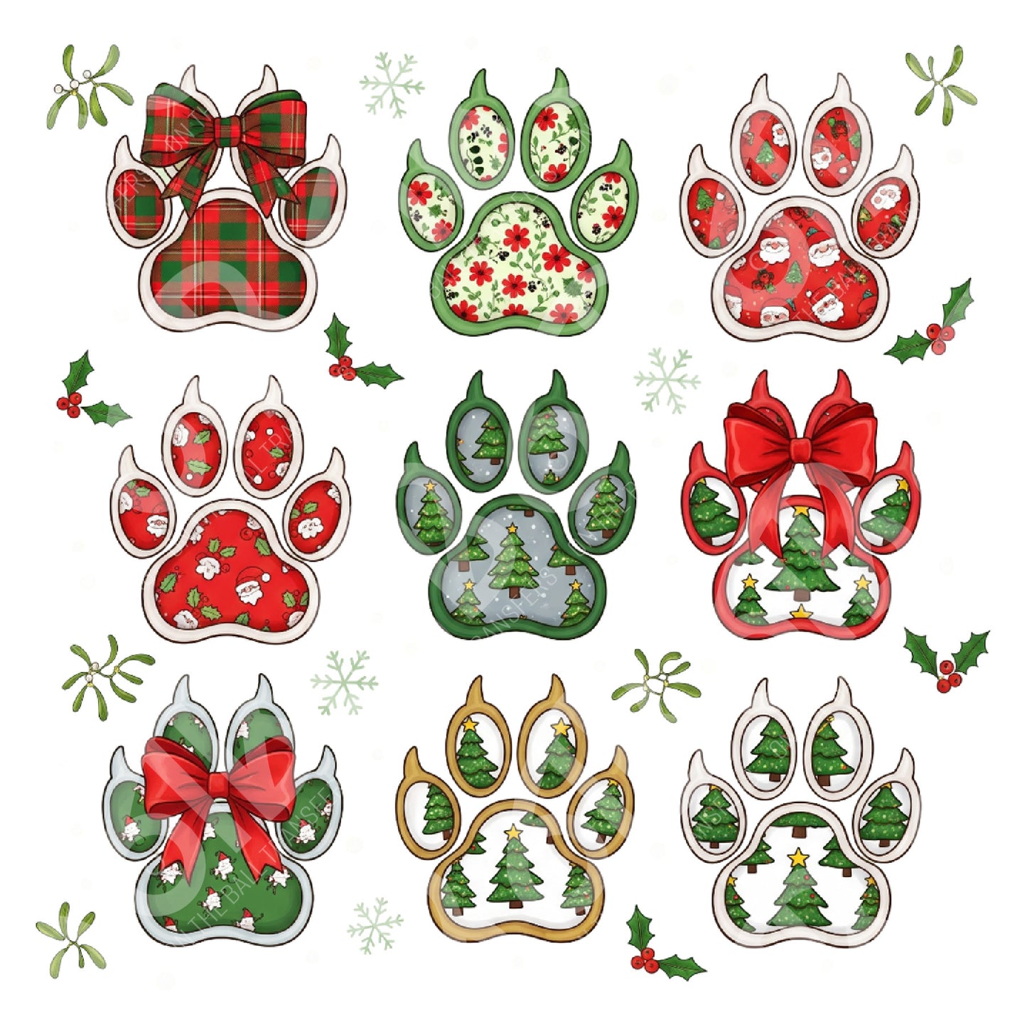 Christmas Paws DTF Transfer