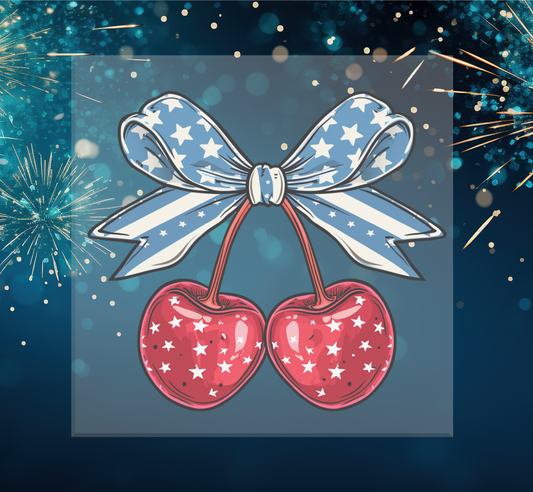 Patriotic Cherries DTF Transfer