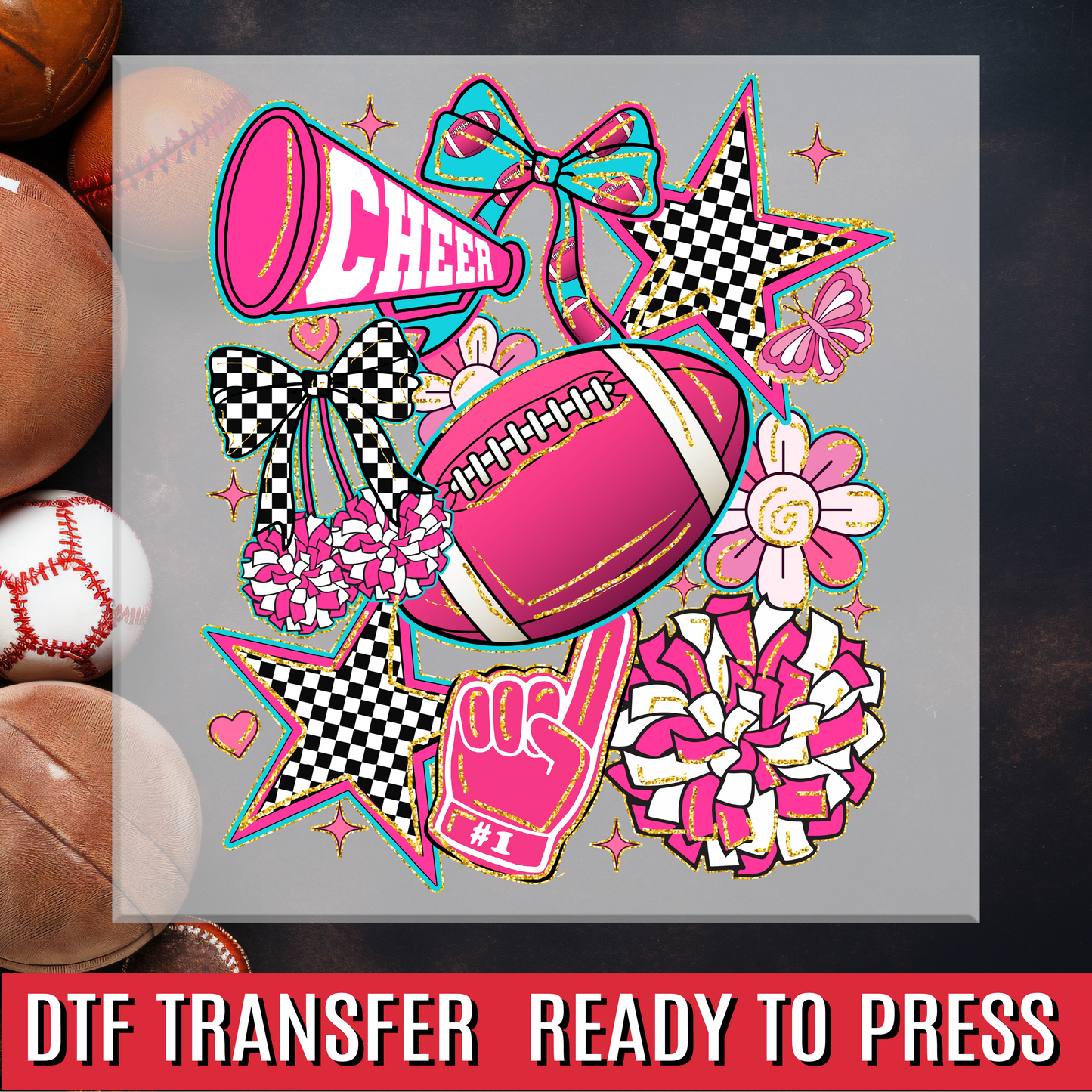 Cheer Coquette Retro Collage DTF Transfer