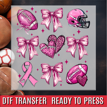 Football Breast Cancer Awareness Coquette DTF Transfer