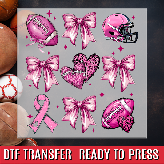 Football Breast Cancer Awareness Coquette DTF Transfer