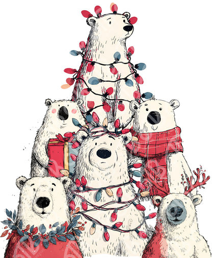 Polar Bear Christmas Tree DTF Transfer