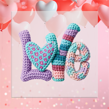 Purple and Blue Love Faux Yarn DTF Transfer