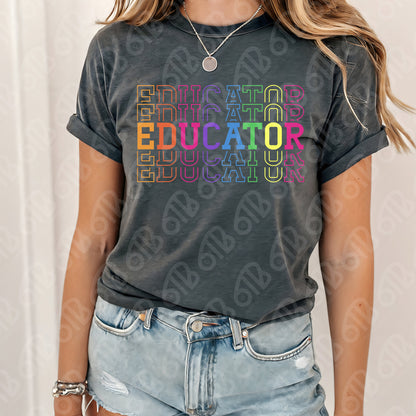 Educator Rainbow DTF Transfer