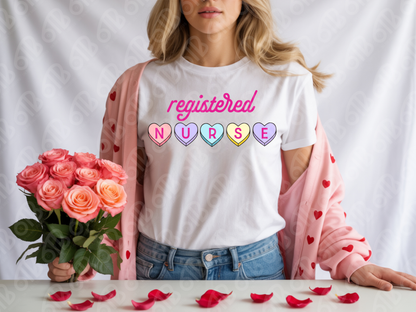 Registered Nurse Conversation Hearts DTF Transfer