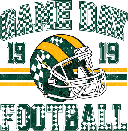 Game Day Football Green and Gold DTF Transfer