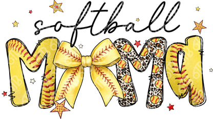 Softball Mama Preppy Script DTF Transfer