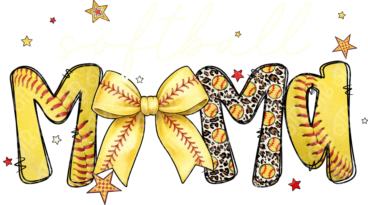 Softball Mama Preppy Script DTF Transfer