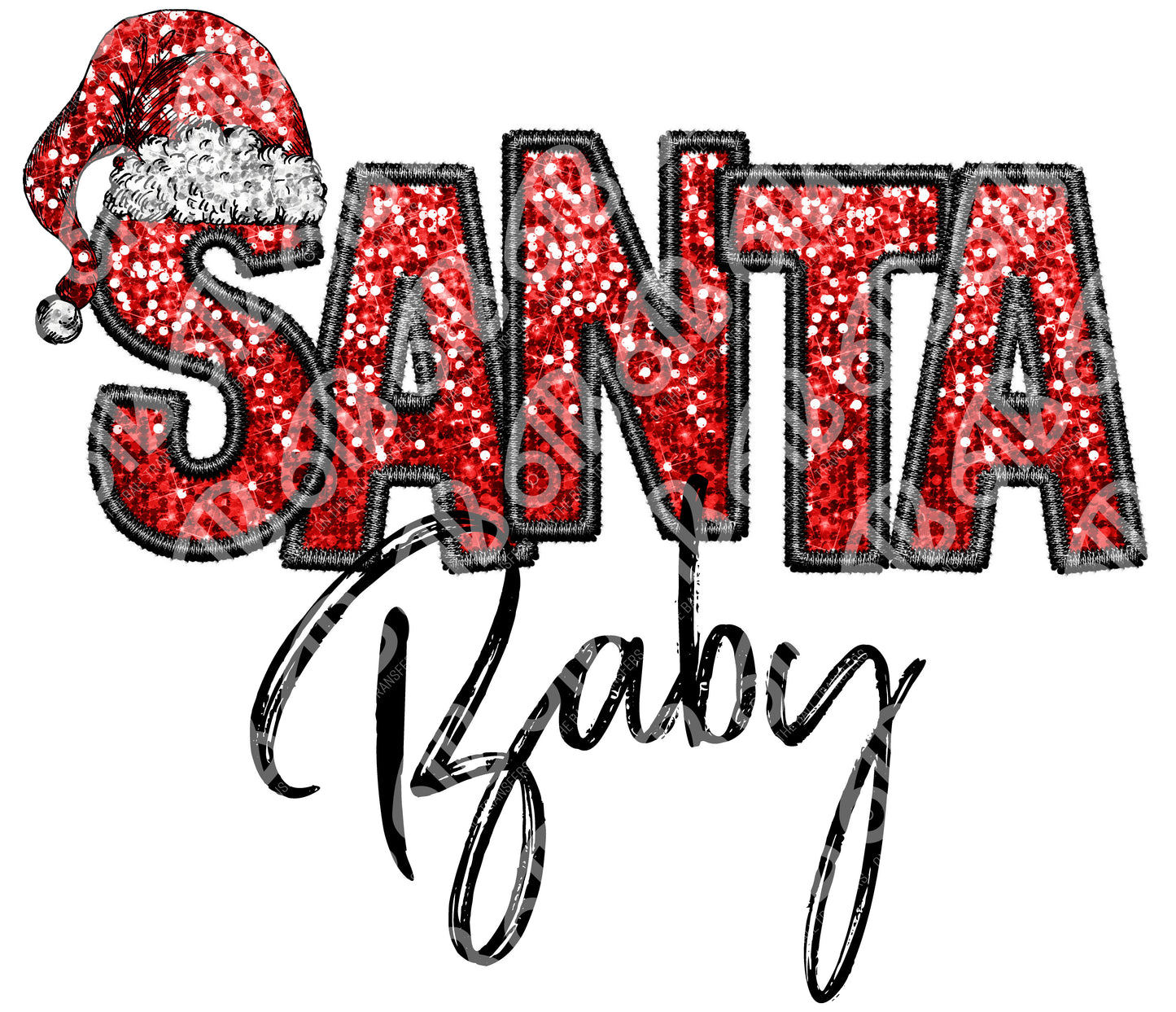 Santa Baby Faux Glitter DTF Transfer