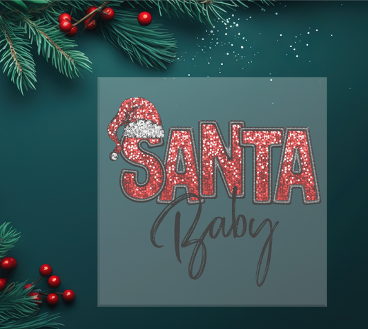 Santa Baby Faux Glitter DTF Transfer
