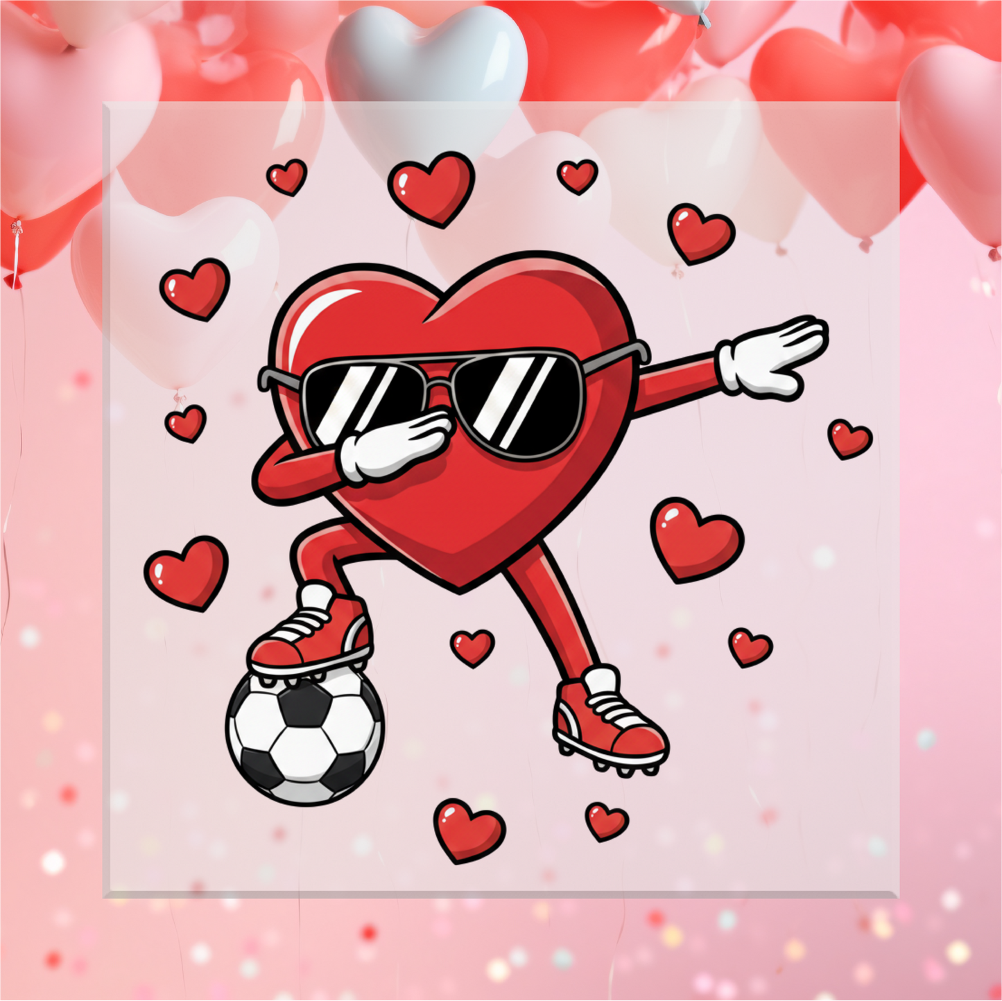 Valentine's Day Soccer Dab DTF Transfer