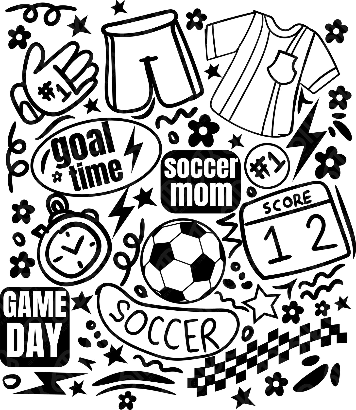 Soccer Mom Doodle Collage DTF Transfer
