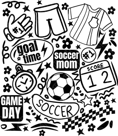 Soccer Mom Doodle Collage DTF Transfer