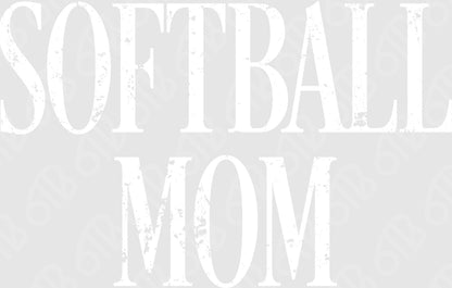 Softball Mom distressed text DTF Transfer