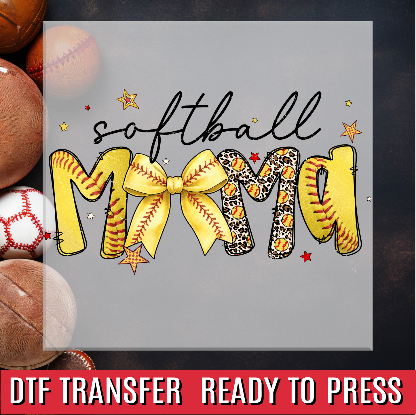 Softball Mama Preppy Script DTF Transfer