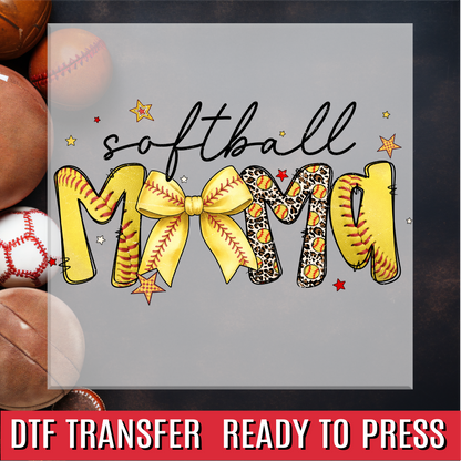 Softball Mama Preppy Script DTF Transfer