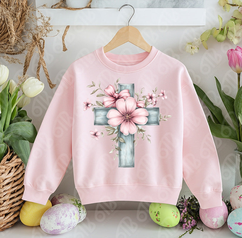 Floral Easter Cross DTF Transfer