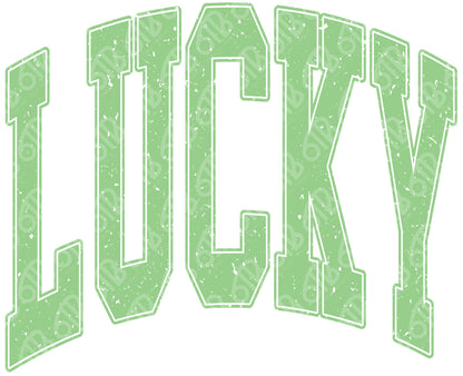 Lucky Light Green Distressed DTF Transfer