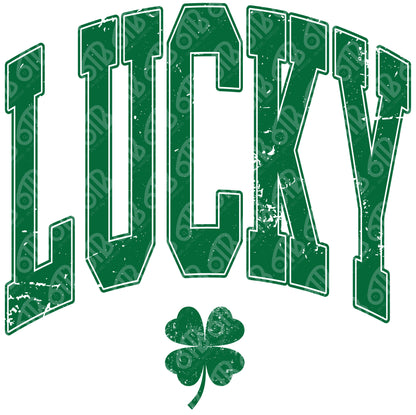Lucky Distressed Shamrock DTF Transfer