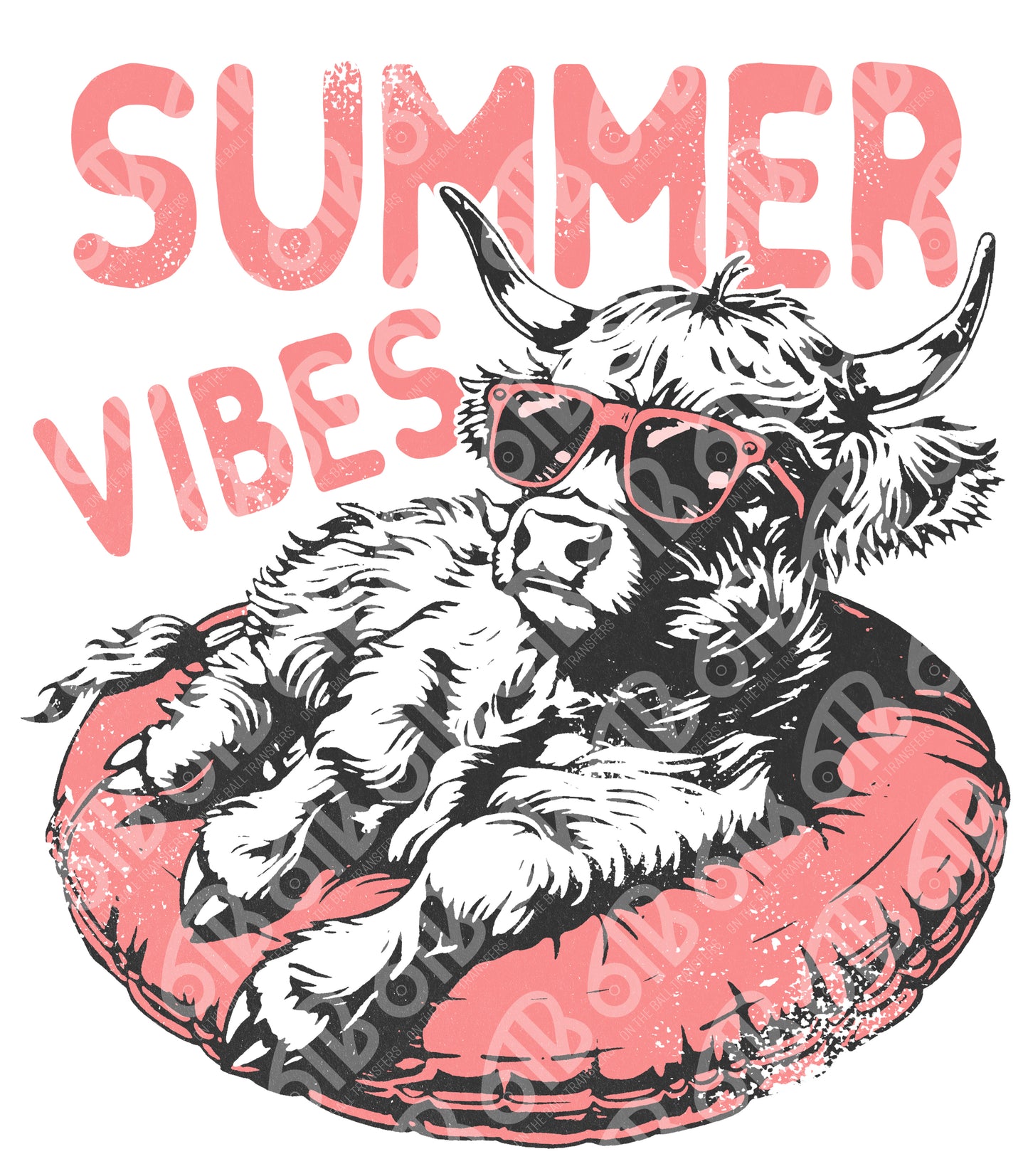 Summer Vibes Highland Cow DTF Transfer