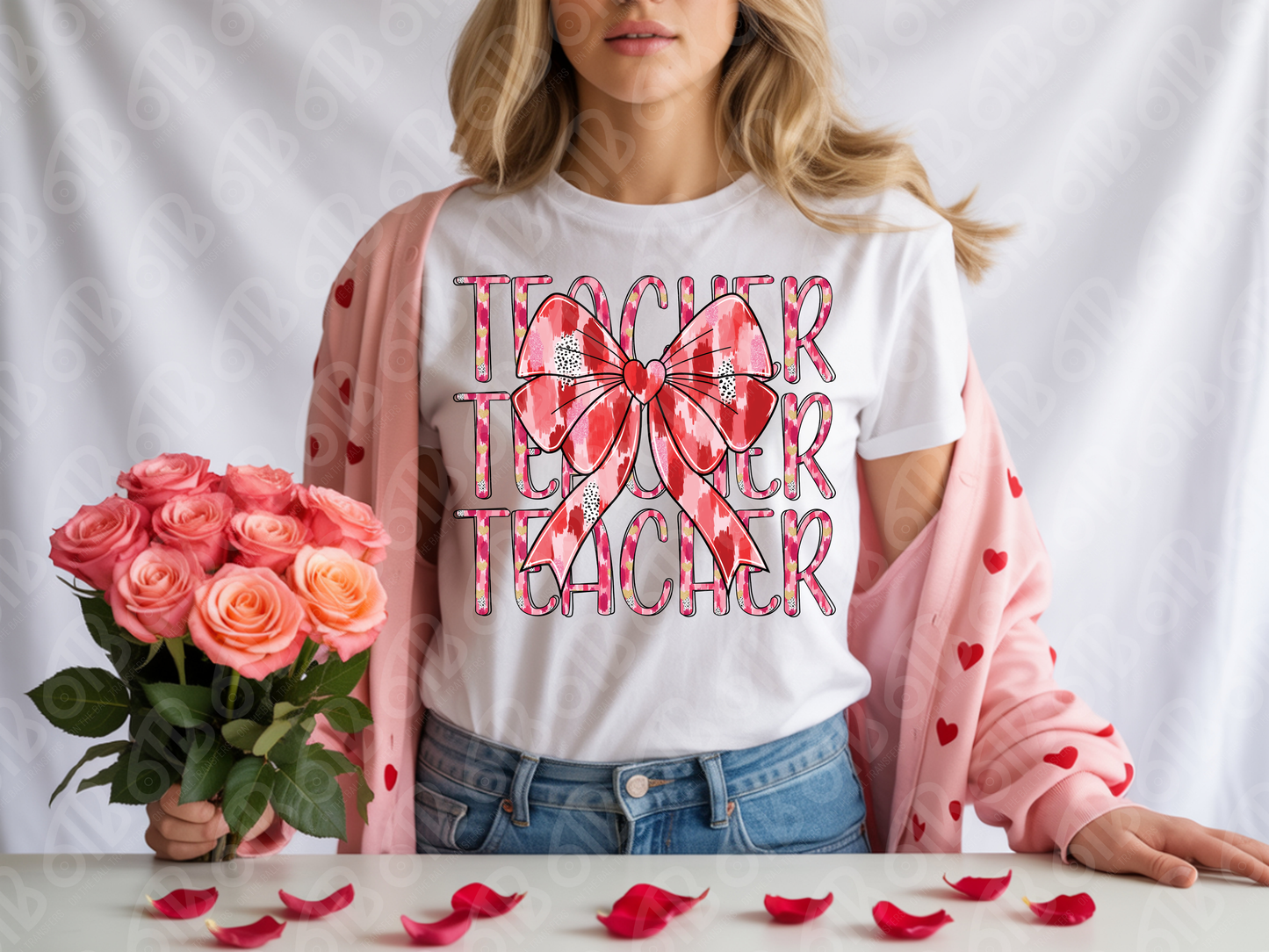 Teacher Bow Valentine's Day DTF Transfer