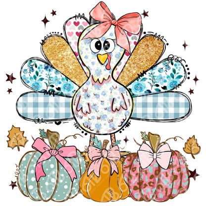Cute Patchwork turkey DTF Transfer