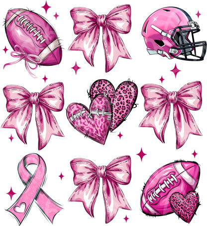 Football Breast Cancer Awareness Coquette DTF Transfer