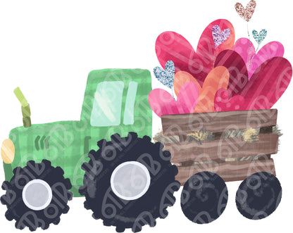 Valentine's Day Tractor DTF Transfer