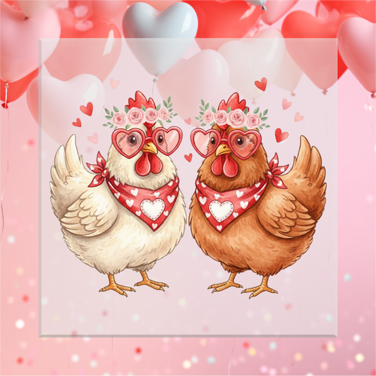 Valentine's Chickens DTF Transfer