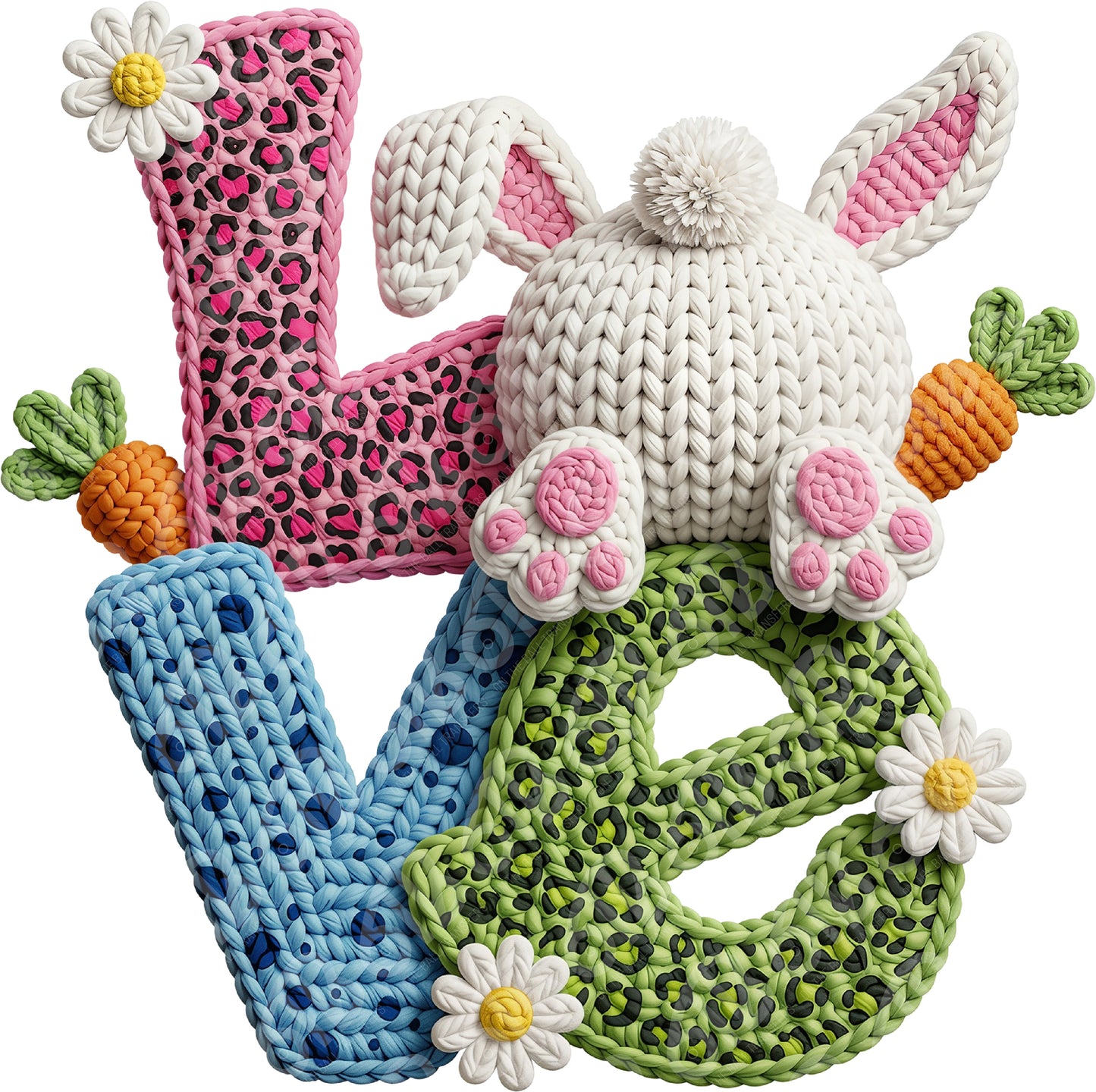 Faux Crochet Easter Love DTF Transfer